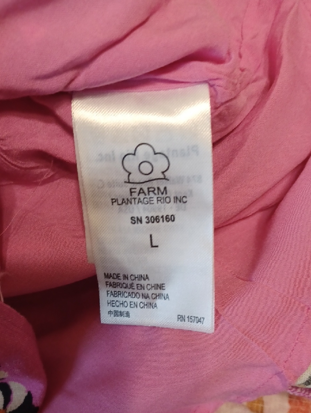 FARM rio Sz L, Leopard Forest Linen Blend, Pink Floral Mini Dress. Fully Lind - Picture 9 of 10